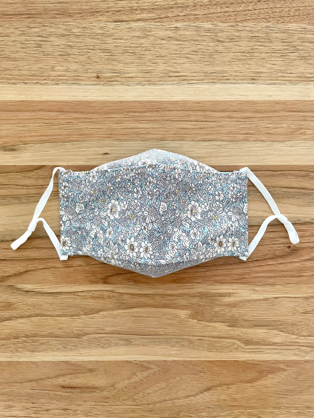 Dusky Blue Floral - Adjustable Face Mask