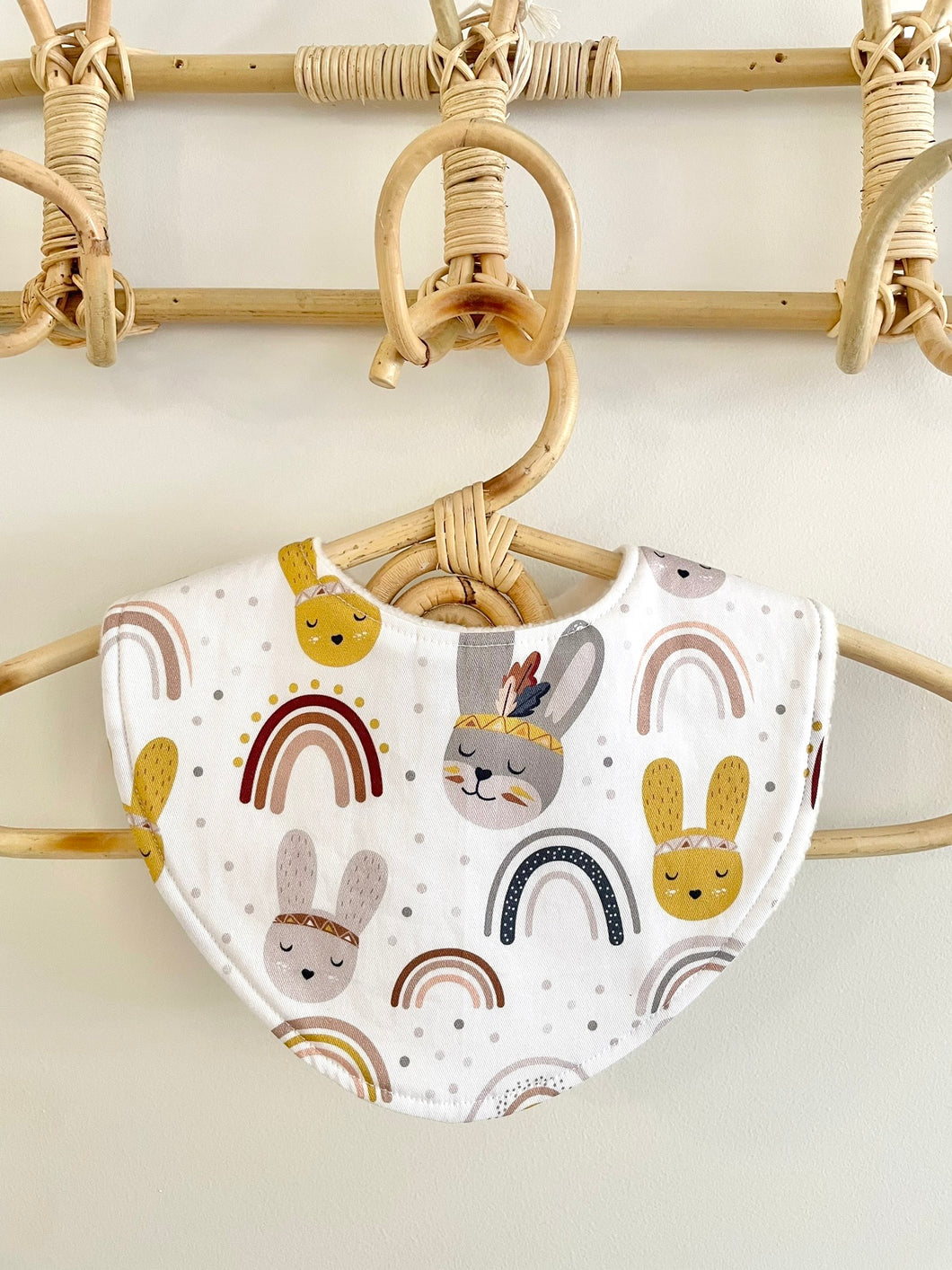 Rainbow Bunny - Handmade Bib