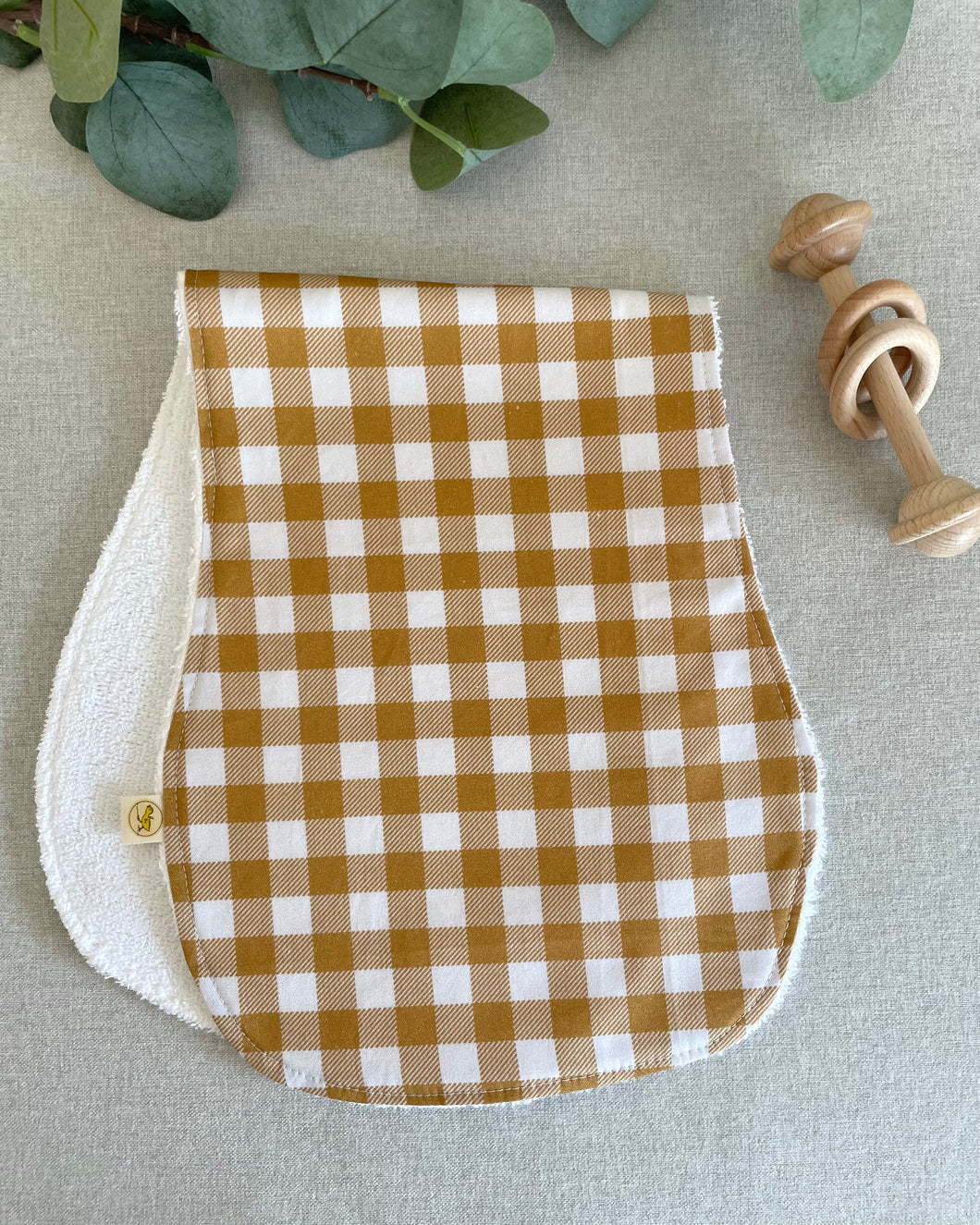 Mustard Gingham - Burp cloth