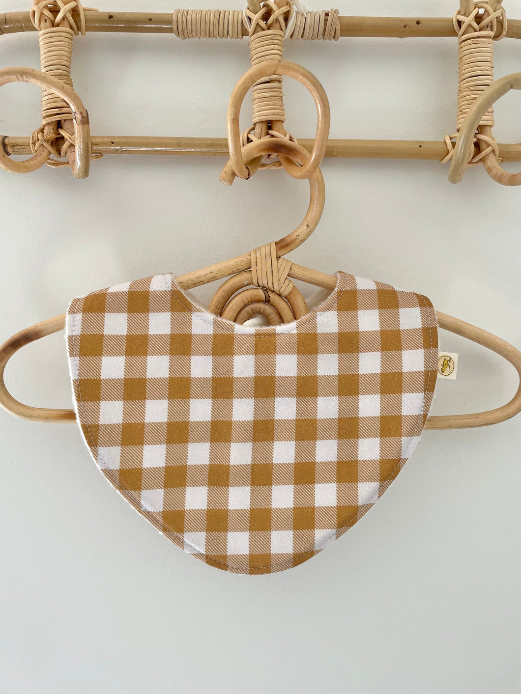 Mustard Gingham - Handmade Bib