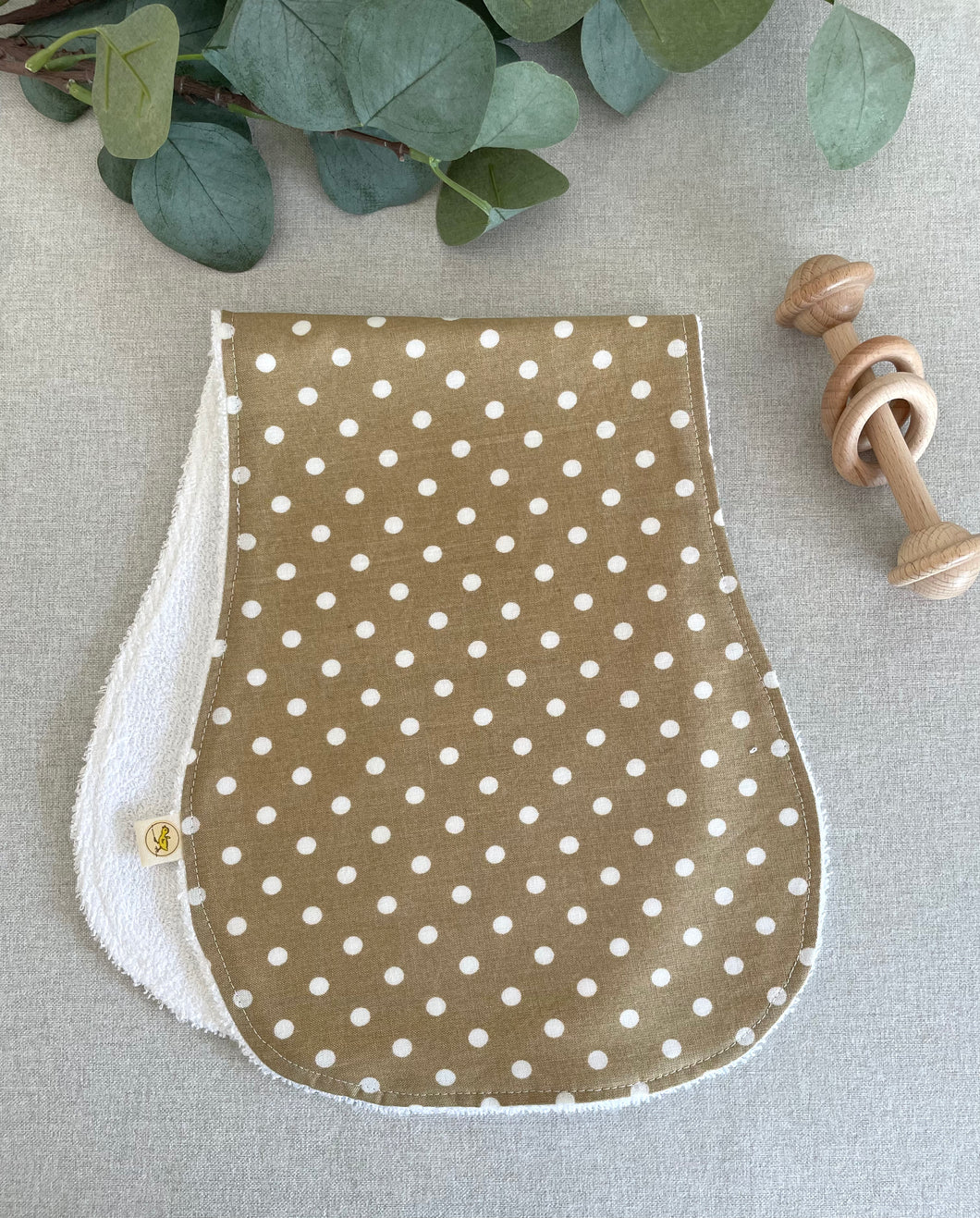 Beige Polka Dot - Burp cloth