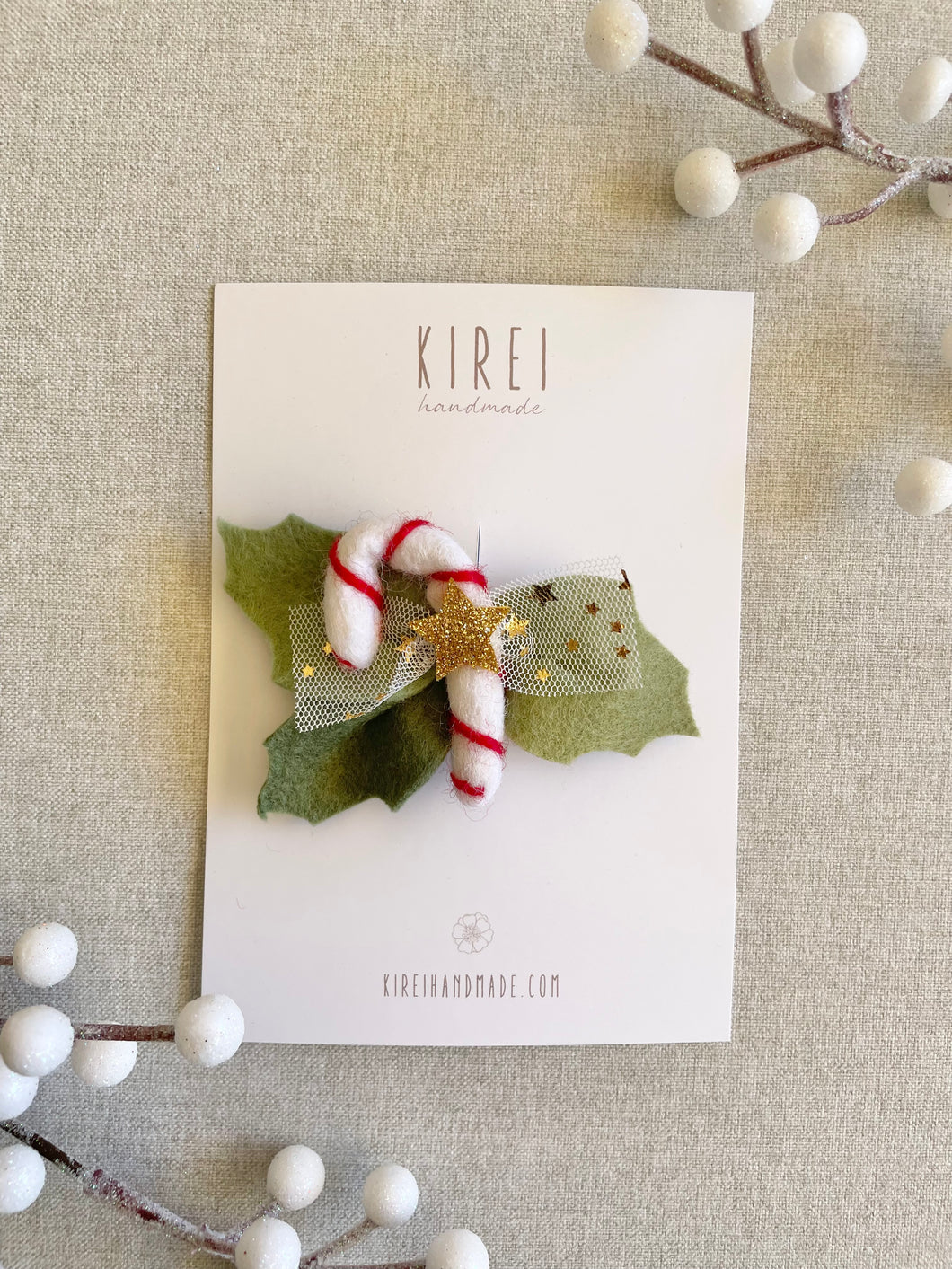 Red Candy Cane Hair Clip