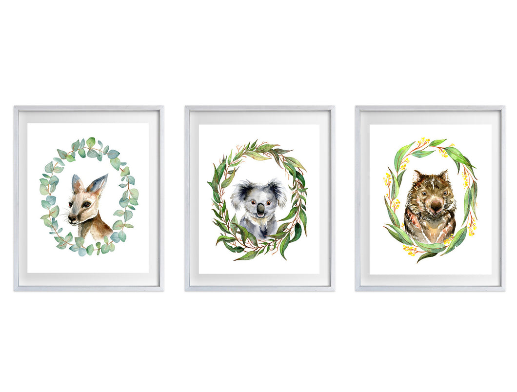 Australian Animals Wreaths - Nursey Prints