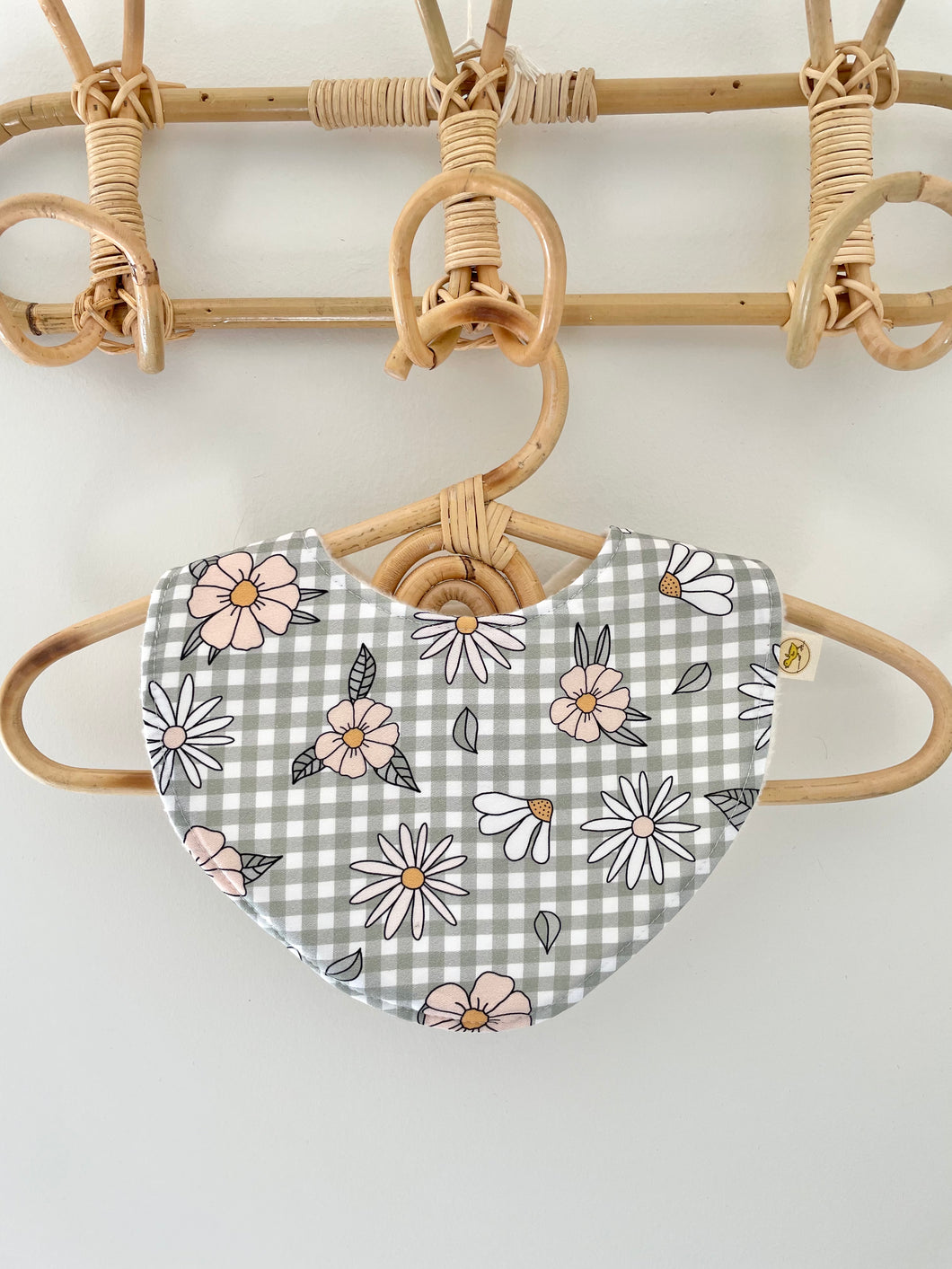 Floral Gingham - Handmade Bib