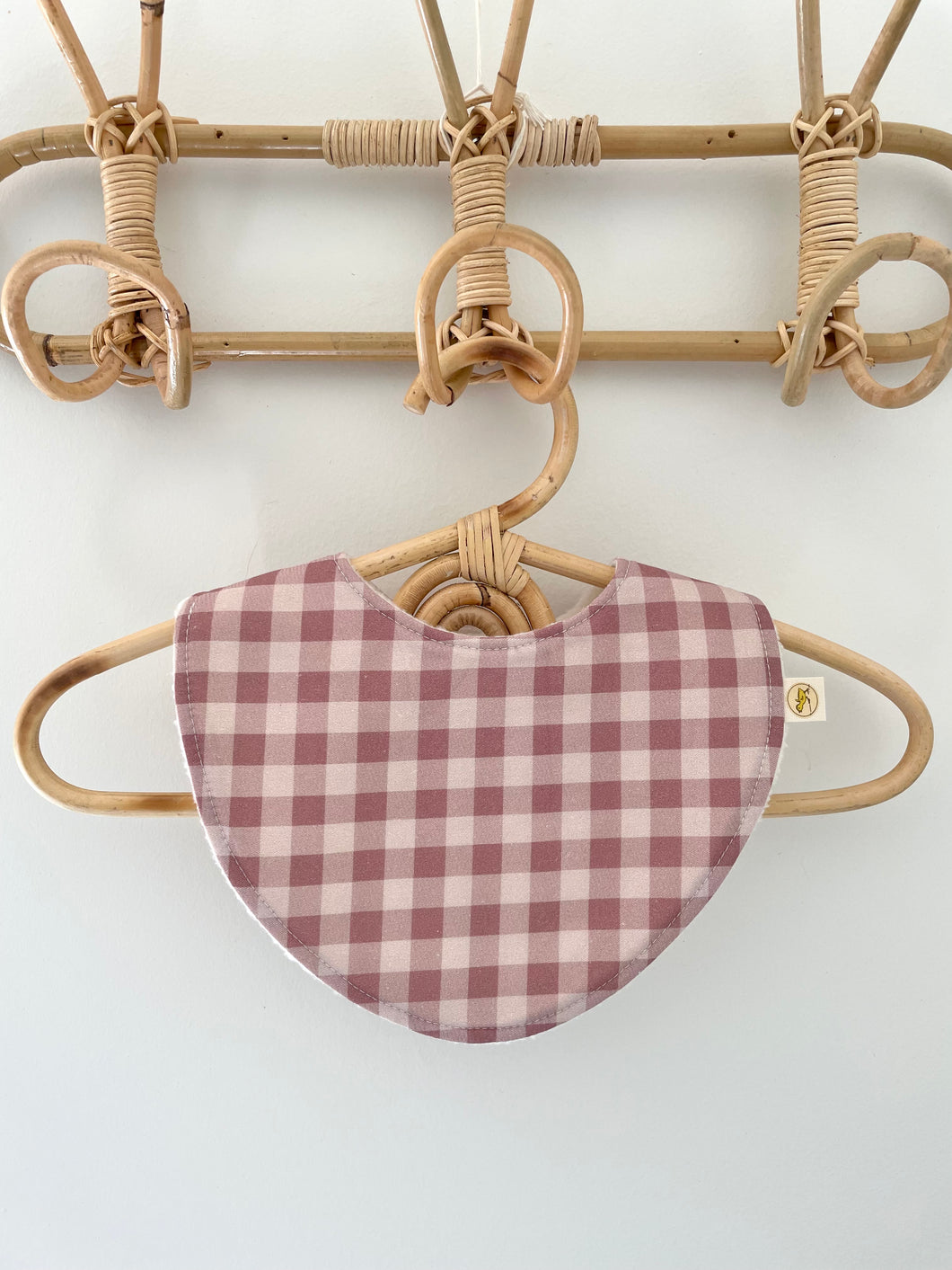 Dusty Pink Gingham - Handmade Bib